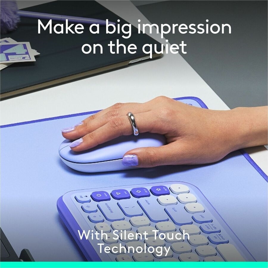 Logitech POP Mouse, Compact and Portable Wireless Bluetooth Mouse With Programmable Buttons and Quiet Clicks, Lilac 4