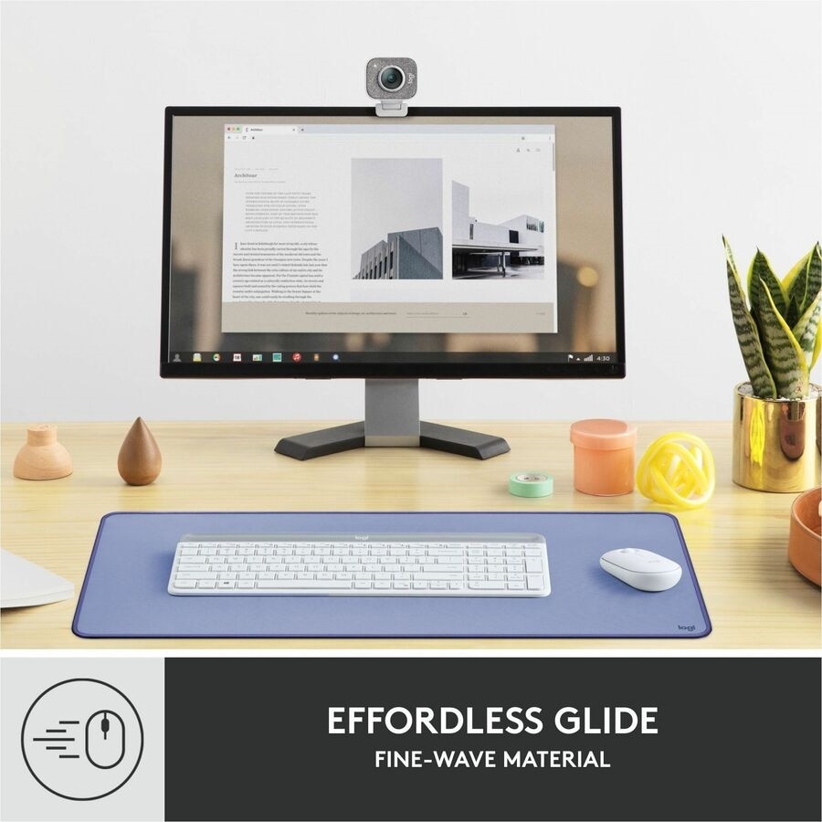 Logitech Desk Mat - Studio Series with Anti-slip Base, Spill-resistant Durable Design, Fine Weave Material, Lilac 5
