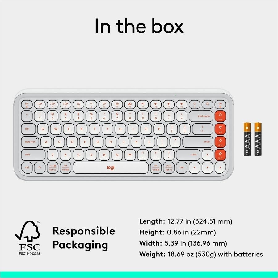 Logitech POP Icon Keys Wireless Bluetooth Keyboard - Off-white & Orange 10