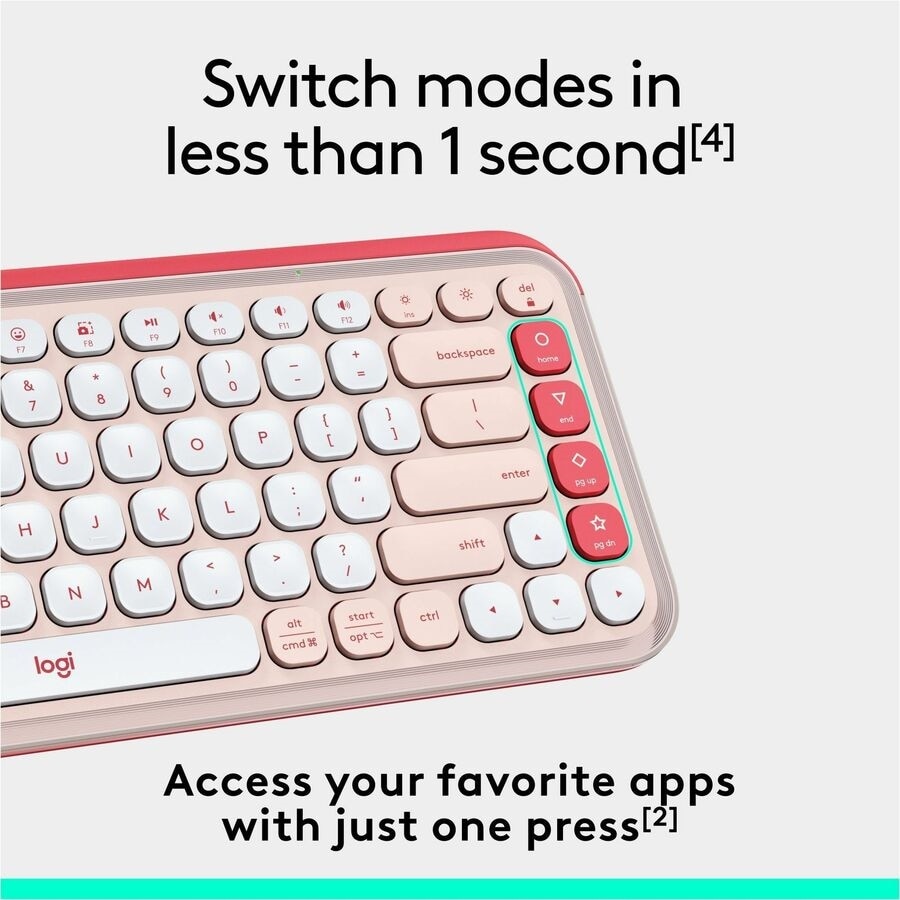 Logitech POP Icon Keys Wireless Bluetooth Keyboard - Rose & Off-white 7