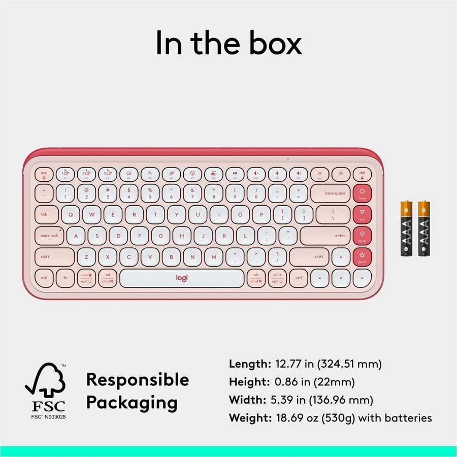 Logitech POP Icon Keys Wireless Bluetooth Keyboard - Rose & Off-white 10