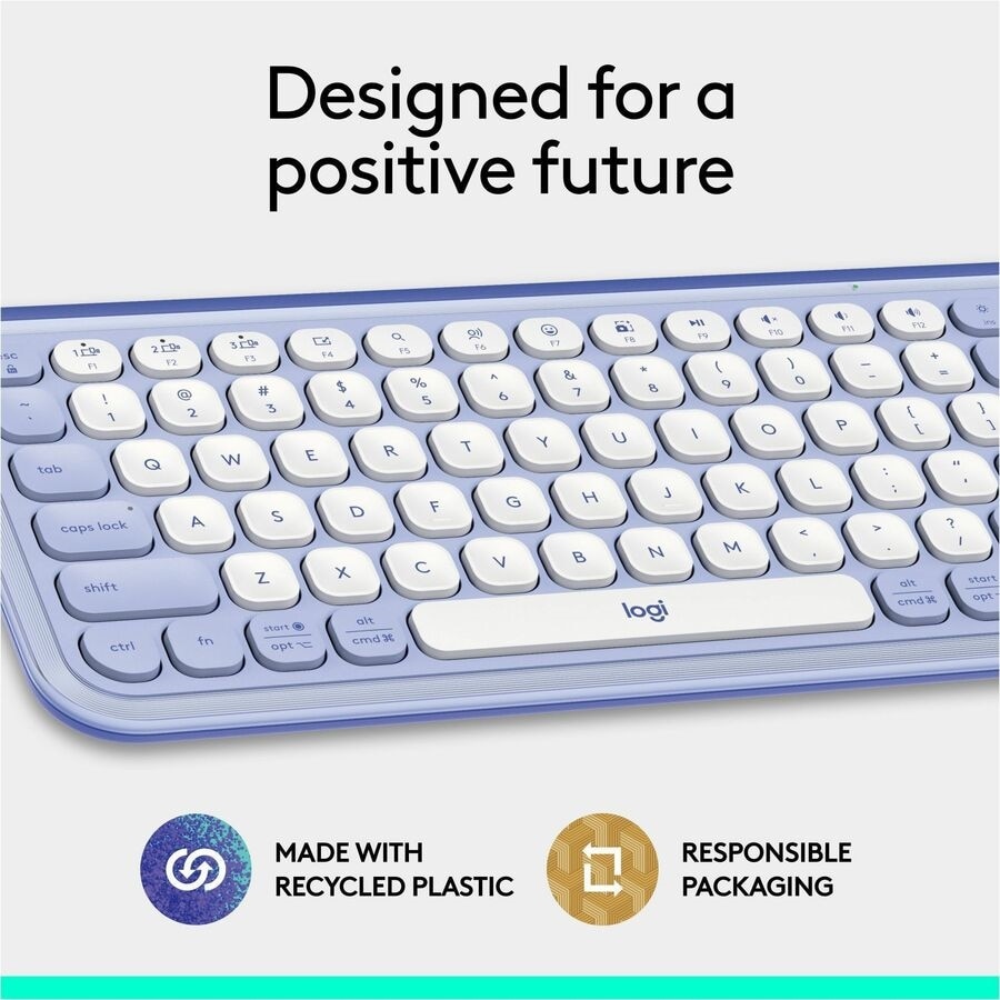 Logitech POP Icon Keys Wireless Bluetooth Keyboard - Lilac & Off-white 11