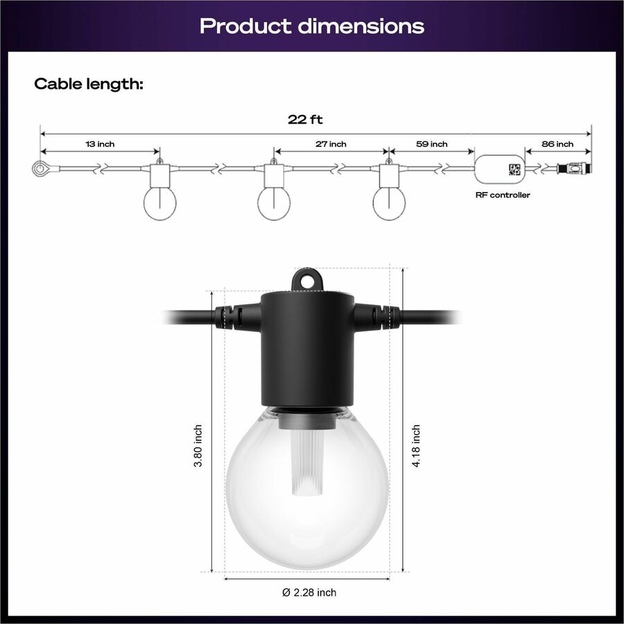 Philips Hue Festavia Globe Outdoor String Lights 22 ft 10