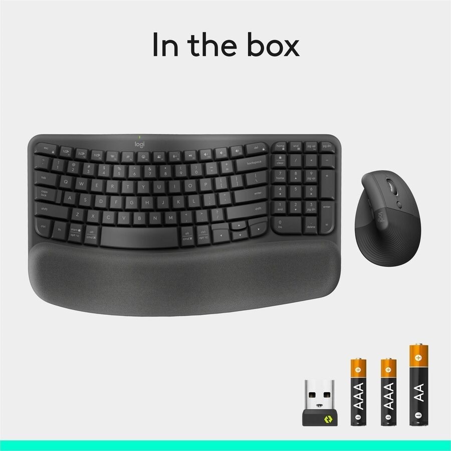 Logitech Wave Keys & Lift Vertical Mouse - Ergonomic Wireless Keyboard and Mouse Combo - (Graphite) 11