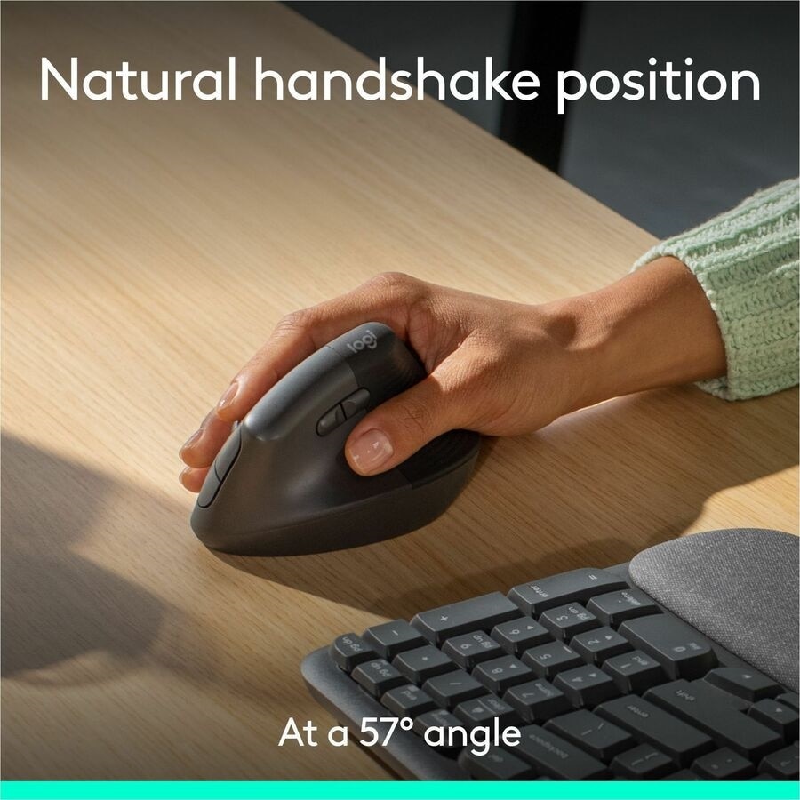 Logitech Wave Keys & Lift Vertical Mouse - Ergonomic Wireless Keyboard and Mouse Combo - (Graphite) 5