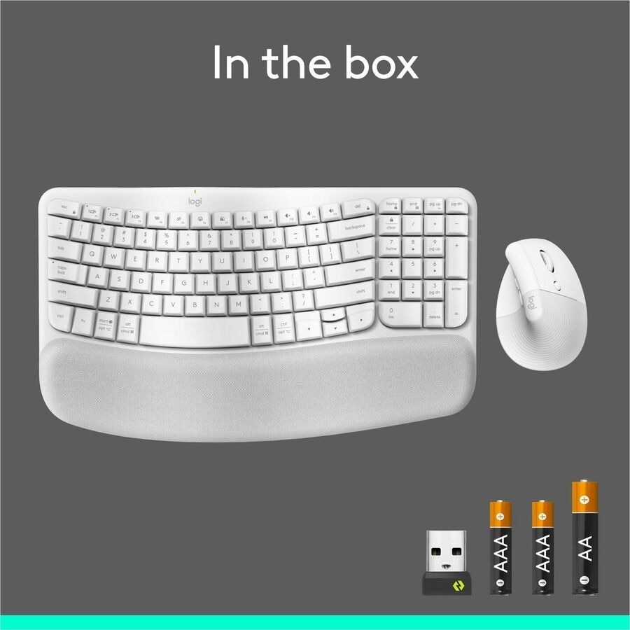 Logitech Wave Keys & Lift Vertical Mouse - Ergonomic Wireless Keyboard and Mouse Combo - (Off-white) 11