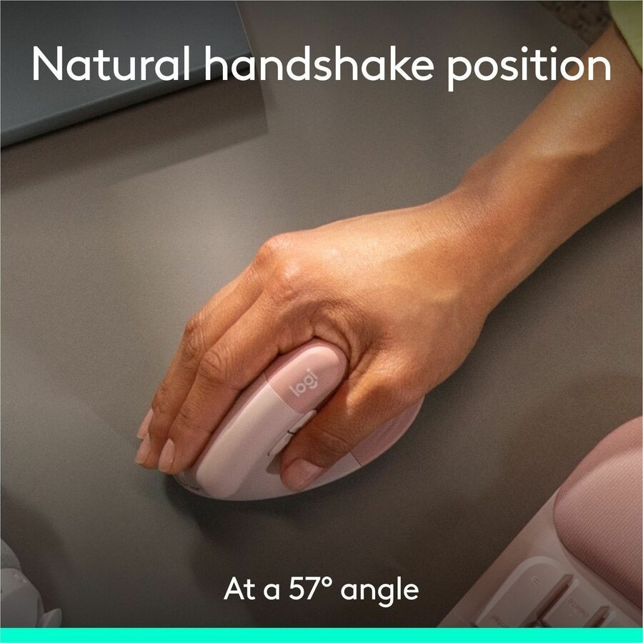 Logitech Wave Keys & Lift Vertical Mouse - Ergonomic Wireless Keyboard and Mouse Combo - (Rose) 5