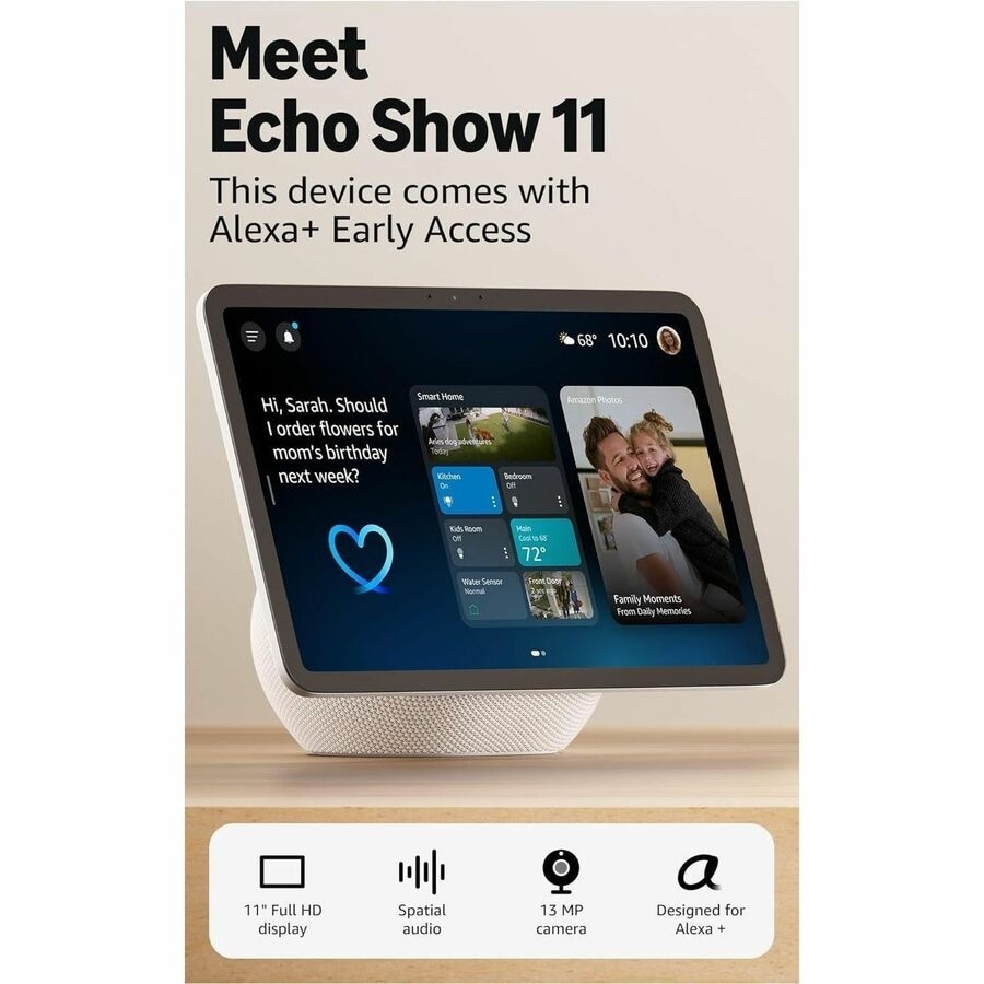 Amazon Echo Show 11 Smart Home Assistant - Alexa - IEEE 802.11a/b/g/n/ac - ZigBee, Sidewalk - Bluetooth - Glacier White 7