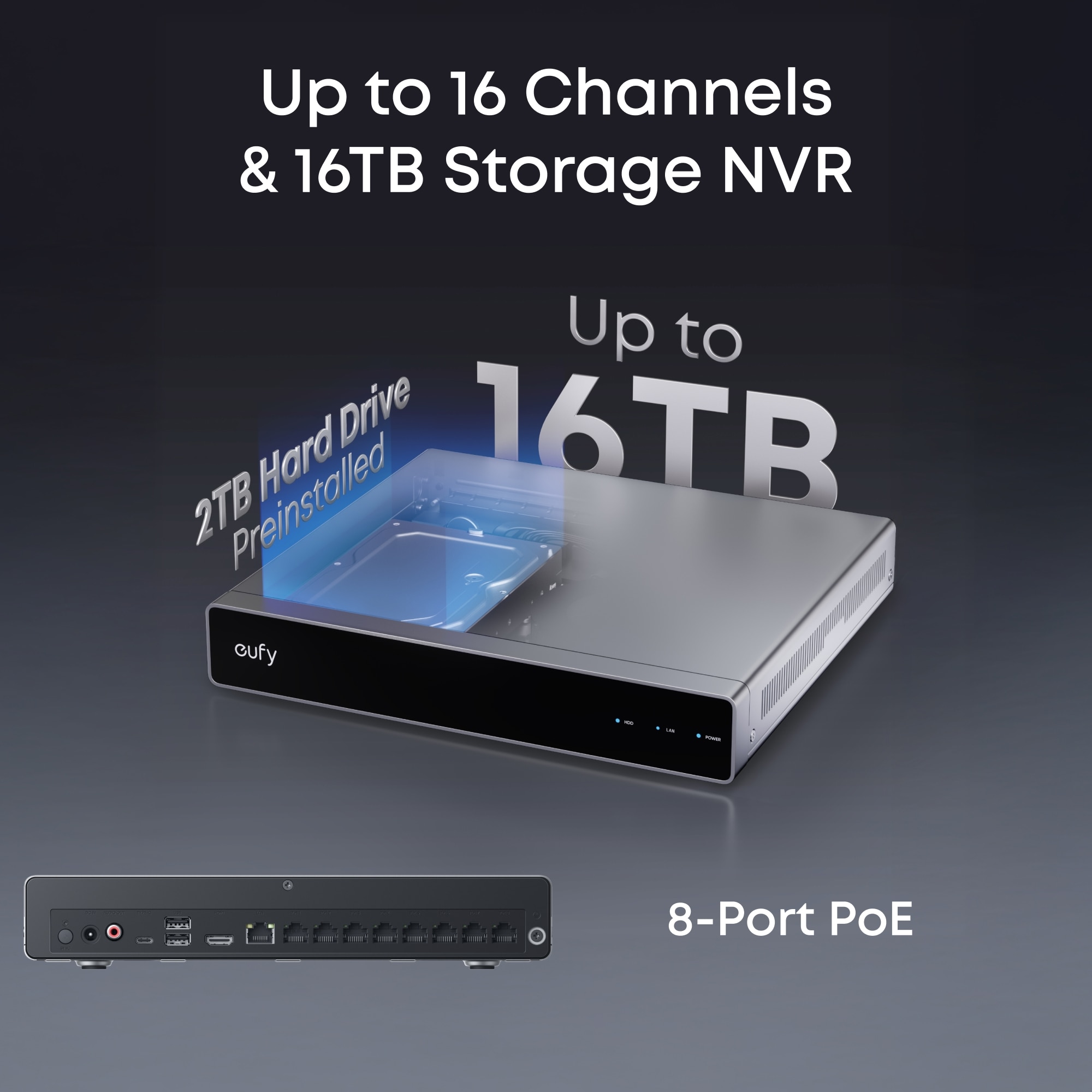 Eufy 4K PoE NVR Security System with (x2) S4 Max Cameras, (x2) 4K Bullet Cameras and 8-Channel NVR w/ 2TB HDD 9