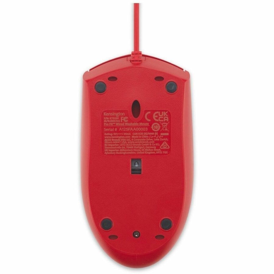 Kensington Pro Fit™ Wired Washable Mouse - Red 3