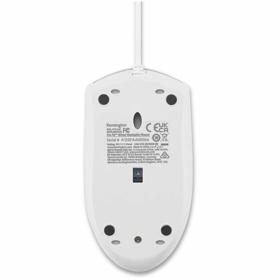 Kensington Pro Fit™ Wired Washable Mouse - White 3