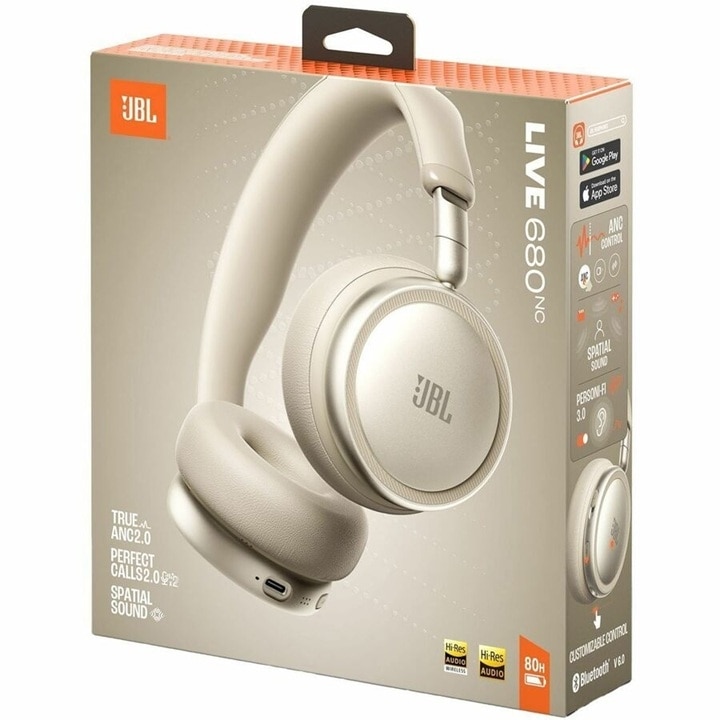 JBL Live 680NC Wireless Over-Ear Noise Cancelling Headphones - Champagne 5