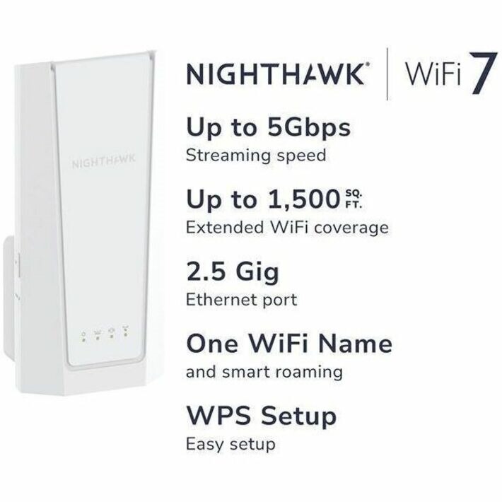 Netgear Nighthawk EXS27 Dual Band Wi-Fi 7 IEEE 802.11a/b/g/n/ac/ax/be/k 5 Gbit/s Wireless Range Extender 11