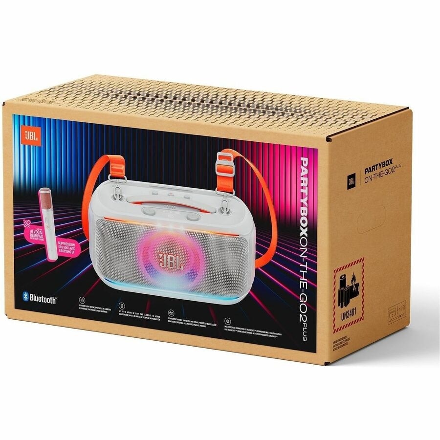 JBL Party Box On The Go 2 w/ AI enhanced microphone - White 6