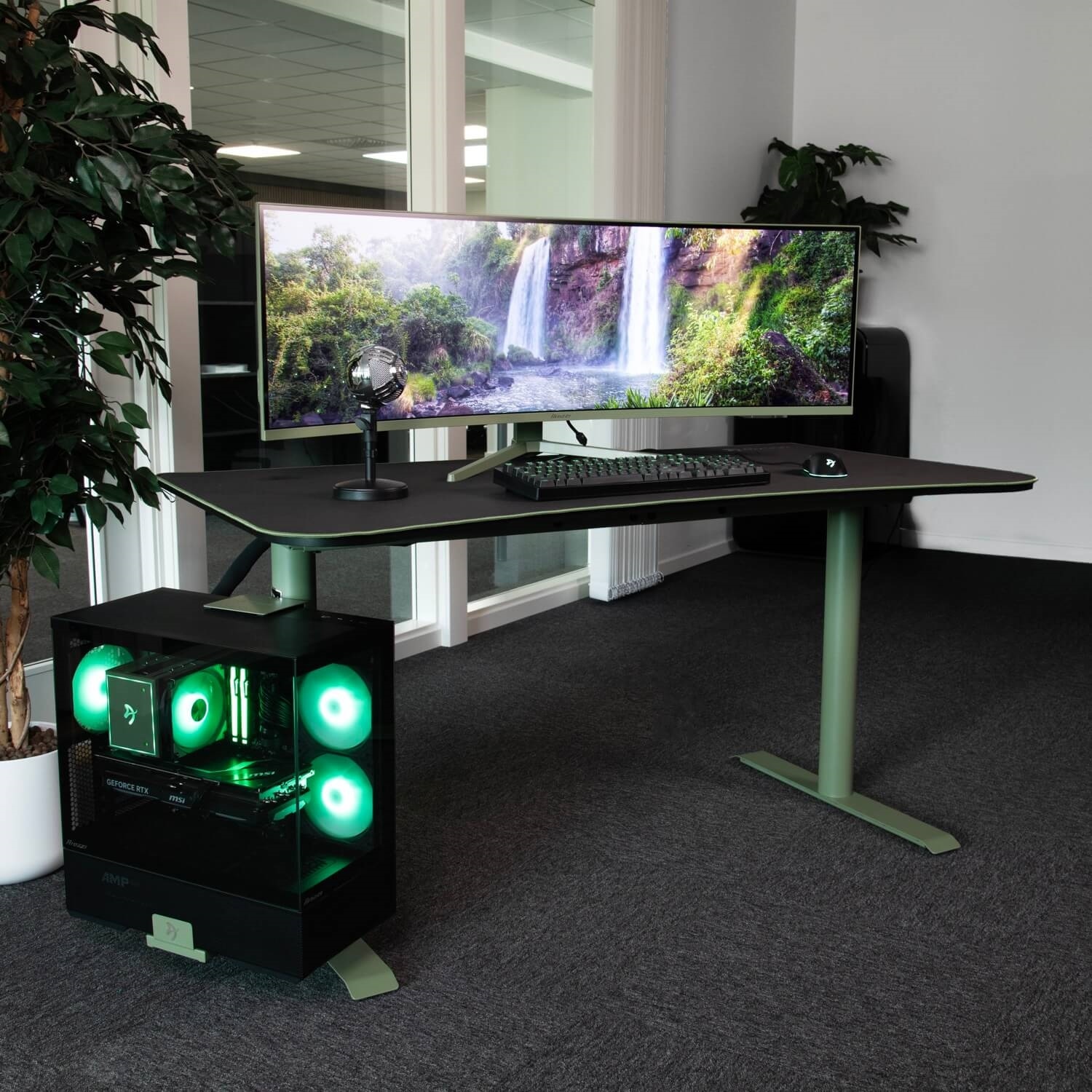 Arozzi Arena Medium Gaming Desk - Forest Green 6