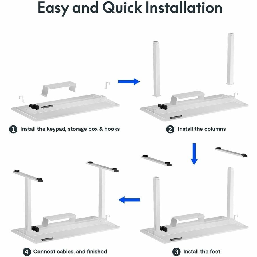 FlexiSpot EZ2 48" Wide Electric Adjustable Standing Desk with 2 Hooks and 1 Storage Box, White 9