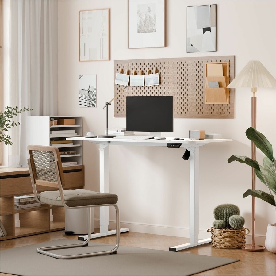 FlexiSpot EC2 48" Wide Electric Rectangular Adjustable Standing Desk, White 8