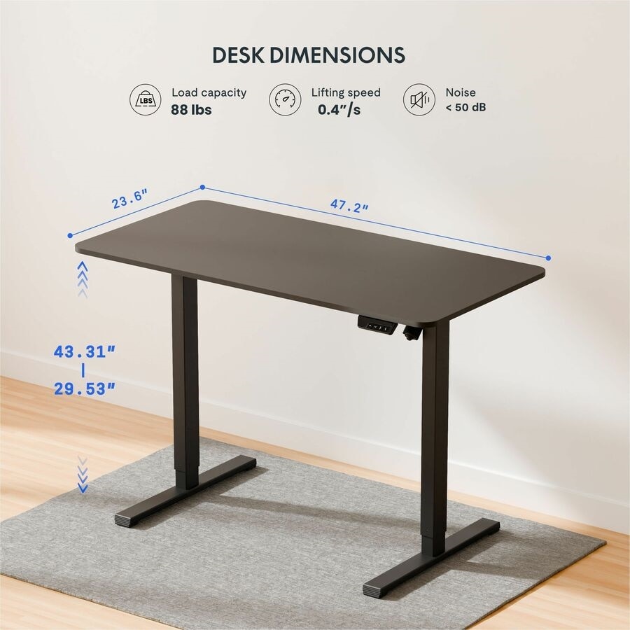 FlexiSpot EC2 48" Wide Electric Rectangular Adjustable Standing Desk, Black 4
