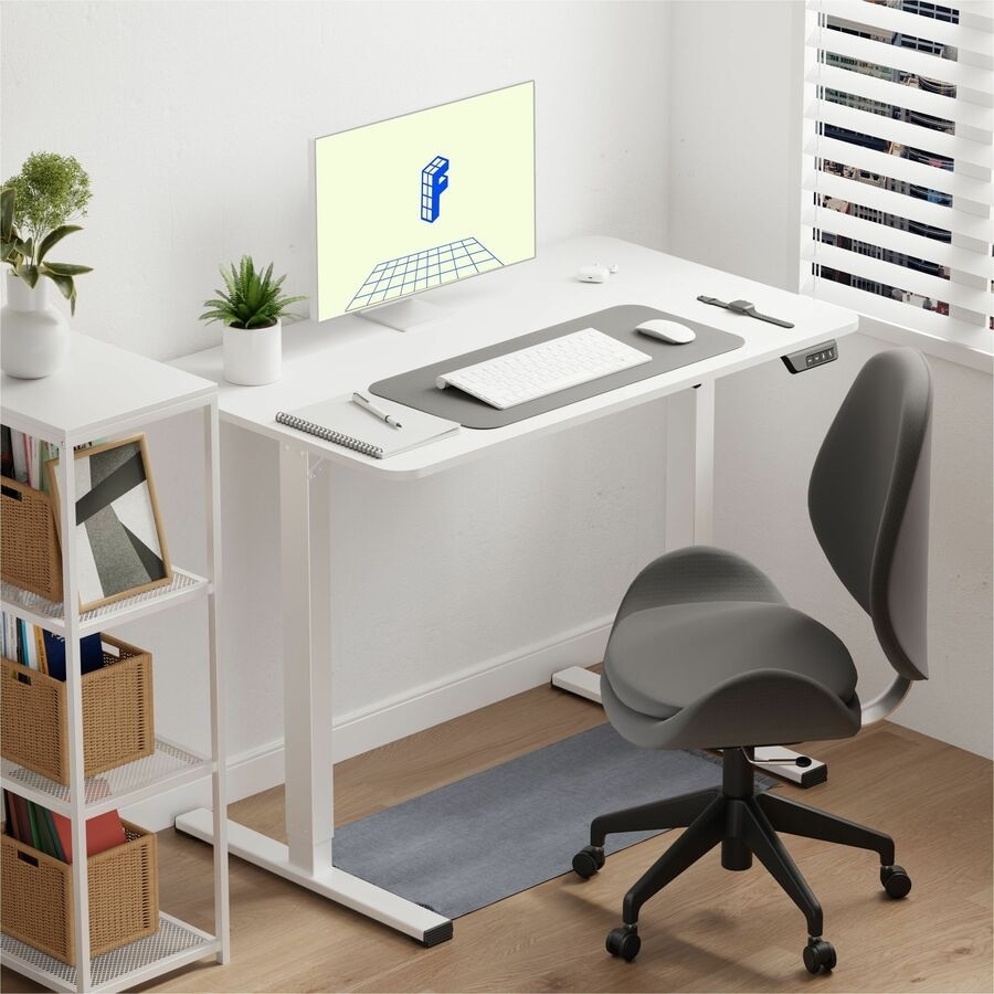 FlexiSpot EC2 40" Wide Electric Rectangular Adjustable Standing Desk, White 8