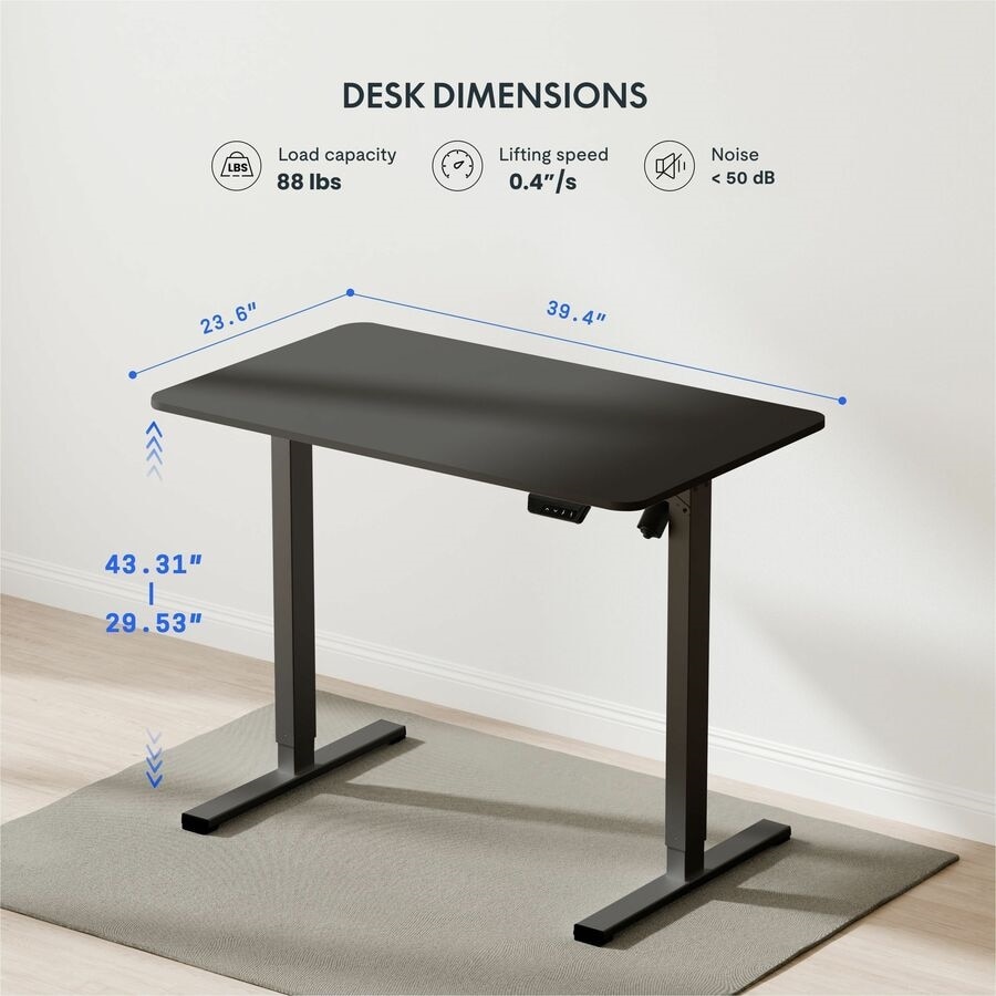 FlexiSpot EC2 40" Wide Electric Rectangular Adjustable Standing Desk, Black 4