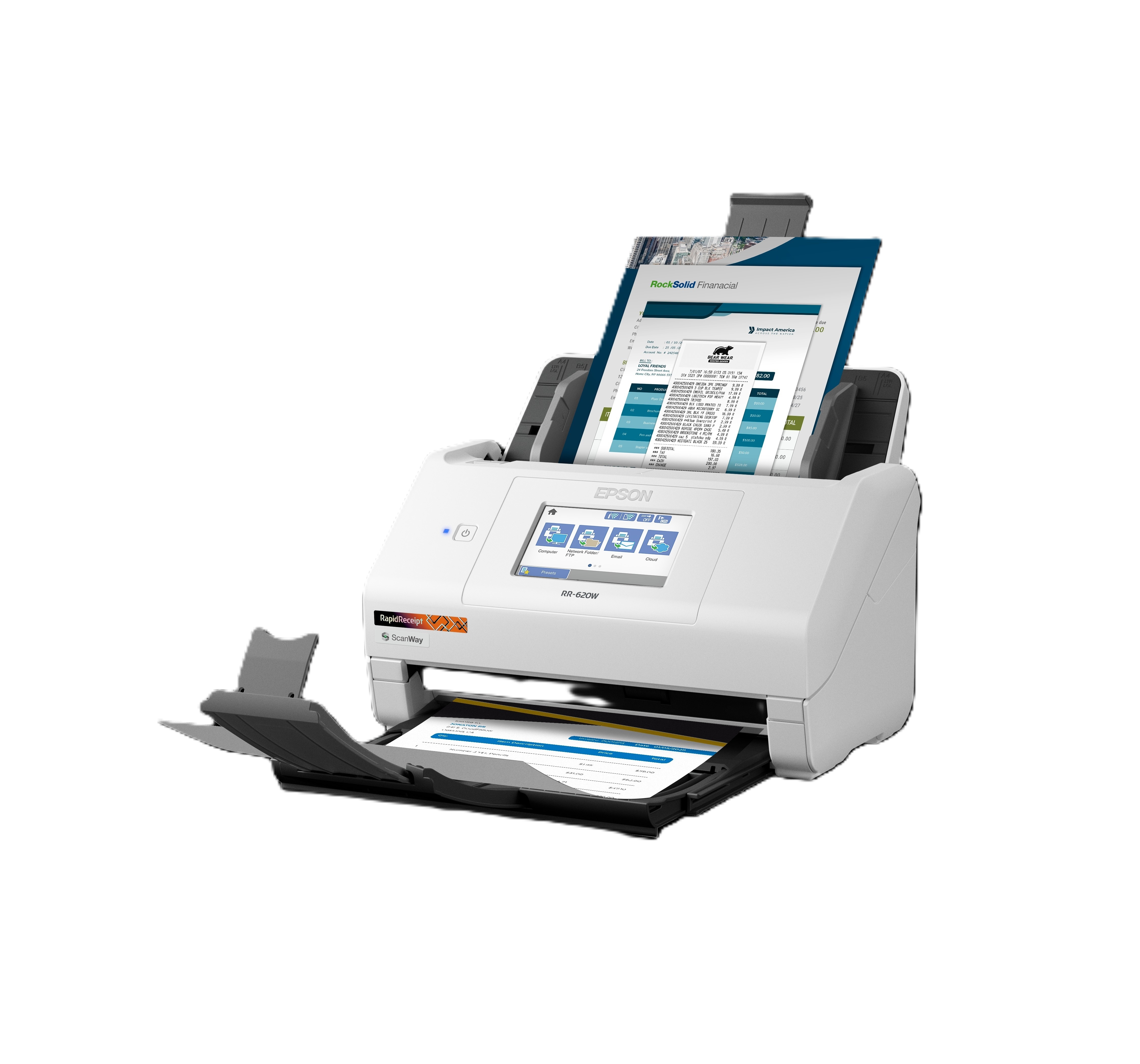 Epson RapidReceipt RR-620W Wireless Desktop Color Duplex Receipt and Document Scanner 3