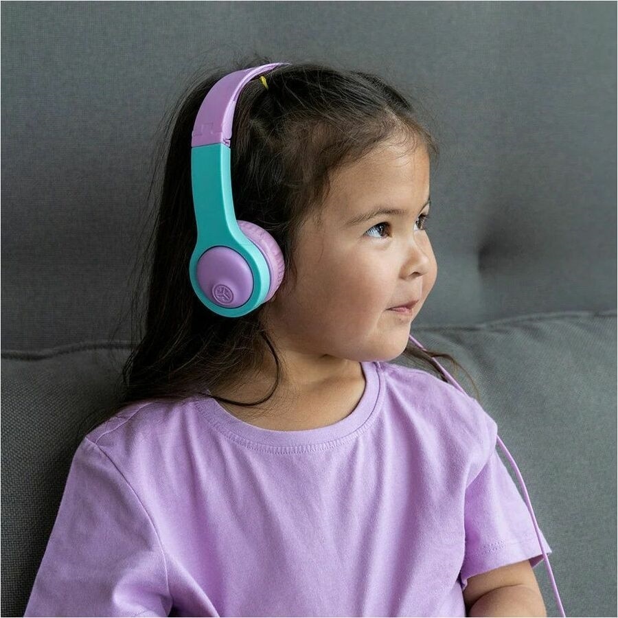 Jlab JBuddies Folding Wired Headphones Gen 2 - Pink/Teal 5