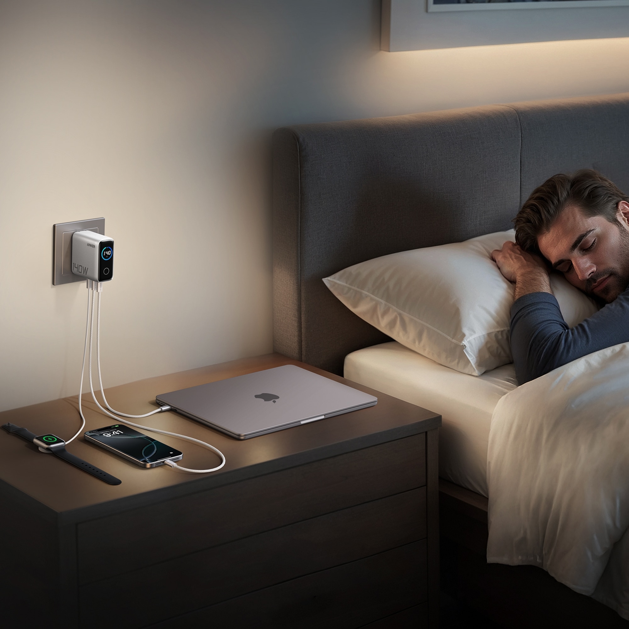 Anker Charger (140W, 4-Port, PD 3.1) with USB-C Cable - Silver 10