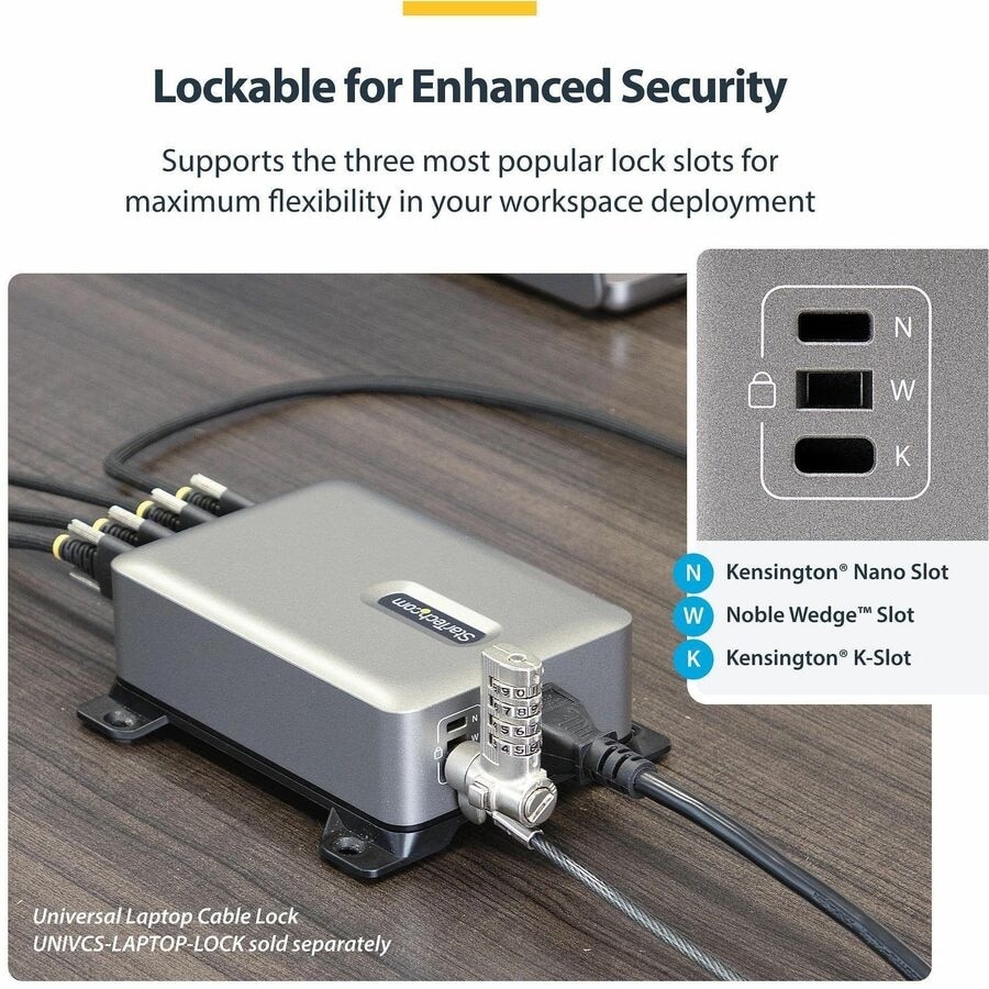 StarTech 4-Port Multi-Device USB-C Charger, 240W Total, Single Port 140W EPR, Screw Locking Ports, Ideal for Boardrooms 4