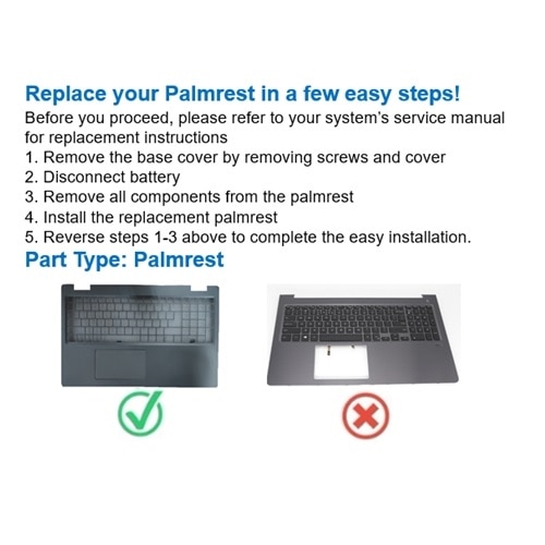 Dell Single Pointing Palmrest Assembly with Smart Card Reader and Type ...