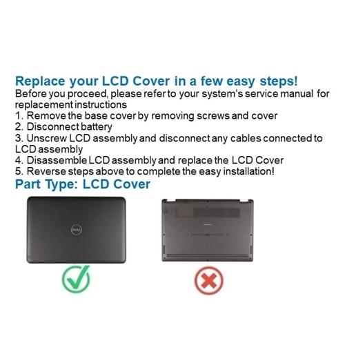 Dell Non-Touch LCD Back Case/Rear Cover with WLAN 3