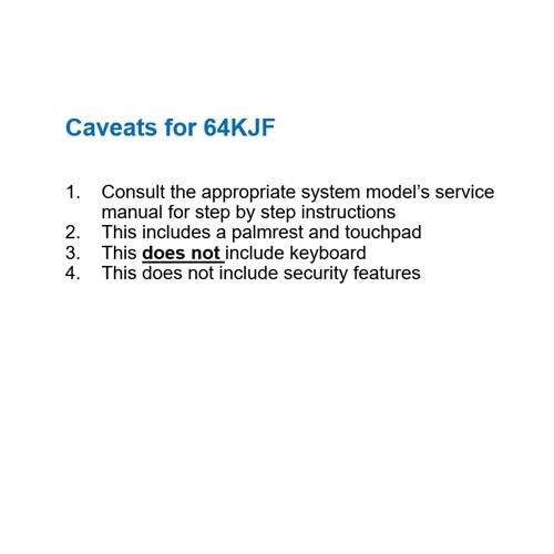 Dell Palmrest Assembly with FPR/PWR Button Not Included USH Board Thunderbolt 3