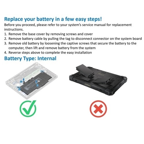 Dell 4-cels 58 W/u vervangende lithium ion batterij voor bepaalde laptops 3