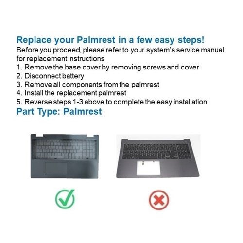 Dell Palmrest Assembly without Fingerprint Reader 81-keys Touchpad Notebook 2