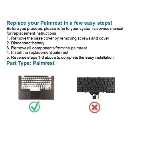 Dell Palmrest Assembly with Smart Card Reader, Dual Pointing and Type C ...