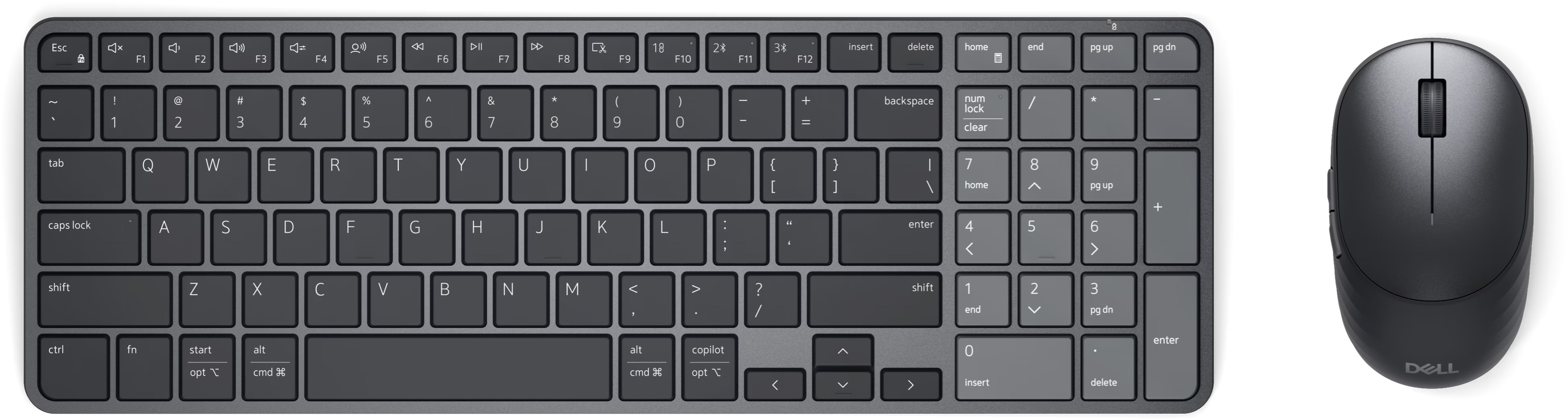Dell Pro 7 genopladelig kompakt tastatur og mus - KM746 - pan-nordisk (QWERTY)
