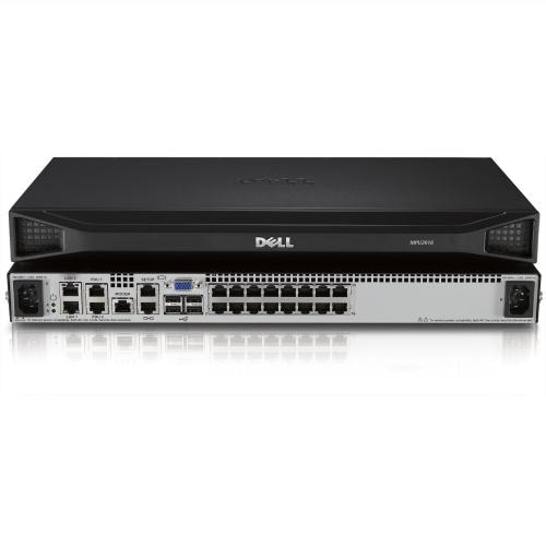 Dell DMPU2016-G01 KVM-fjernswitch med 16 porte og med to eksterne brugere, en lokal bruger og to strømforsyninger 1