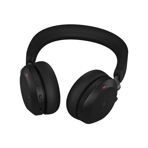 Jabra Evolve2 75 - Headset - on-ear - Bluetooth - wireless - active noise cancelling - USB-C - noise isolating - black - with charging stand - Certified for Microsoft Teams 1