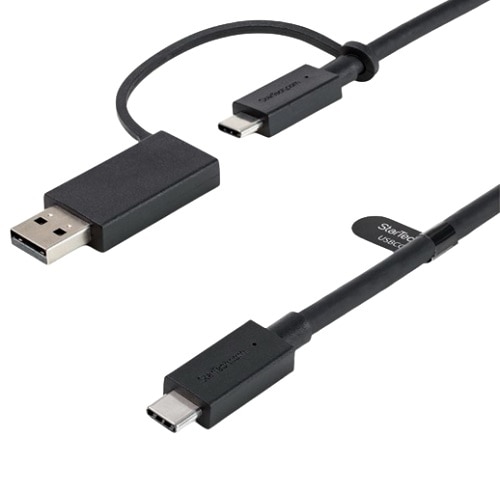StarTech.com 3ft USB-C Cable with Hybrid 2-in-1 cable, USB-C to C (10Gbps100W PD), USB-A to C (5Gbps) 1