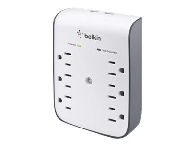 Belkin SurgePlus USB Wall Mount - Surge protector - output connectors: 6 1