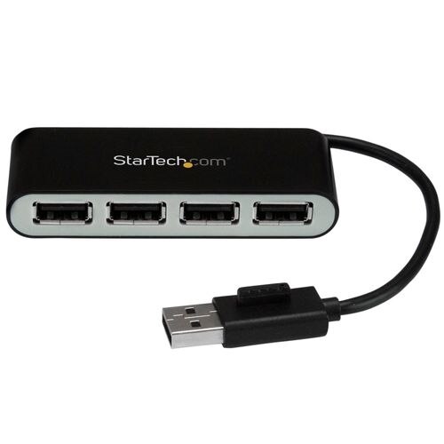 StarTech.com 4-Port Portable USB 2.0 Hub with Built-in Cable - Hub - 4 x USB 2.0 - desktop 1