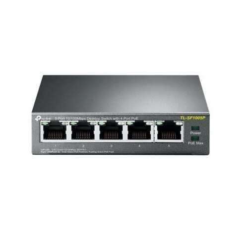 5-port TP-Link TL-SF1005P - Switch - unmanaged - 5 x 10/100 (4 PoE) - desktop - PoE (58 W) 1