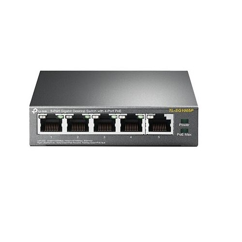 5-port TP-Link TL-SG1005P - Switch - unmanaged - 4 x 10/100/1000 (PoE) + 1 x 10/100/1000 - desktop - PoE (56 W) 1