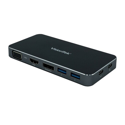 VisionTek VT200 USB C Portable Dock - Docking station - USB-C - VGA, HDMI, DP - 100 Watt 1