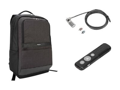 Targus Bundle: CitySmart Essential Backpack + P30 Wireless Presenter + Defcon 3-in-1 Lock 1