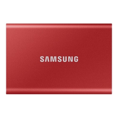 Samsung T7 MU-PC500R - Solid state drive - encrypted - 500 GB - external (portable) - USB 3.2 Gen 2 (USB-C connector) - 256-bit AES - red metallic 1