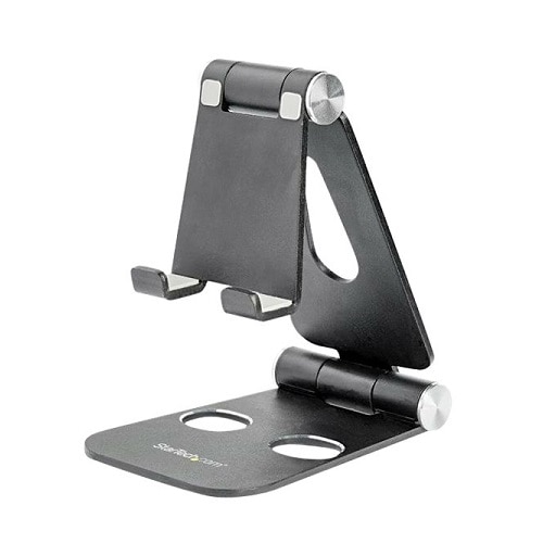 StarTech.com Phone and Tablet Stand - Foldable - Multi Angle - Aluminum - Black - Adjustable Smartphone / Tablet Stan... 1