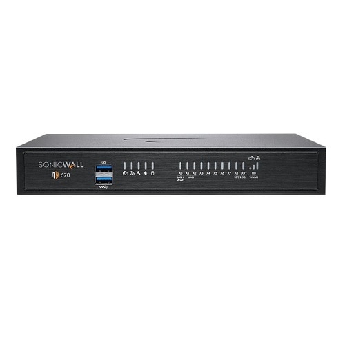 SonicWall TZ670 - Security appliance - with 1 year Support Service 8x5 - 10 GigE - desktop 1