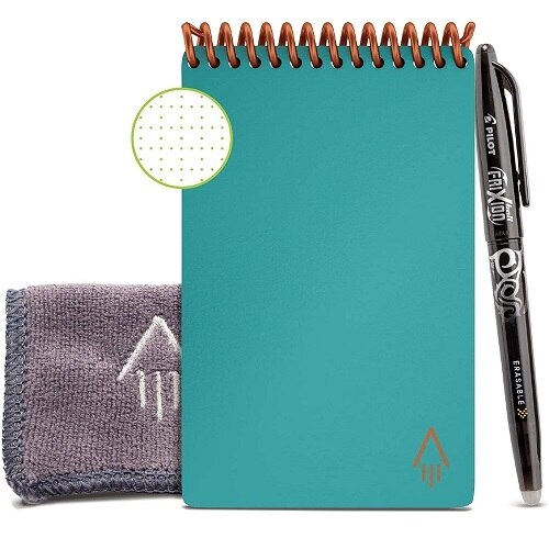 Rocketbook Mini Smart Reusable Notepad, Dot-Grid, 48 Pages, 3.5" x 5.5", Neptune Teal 1