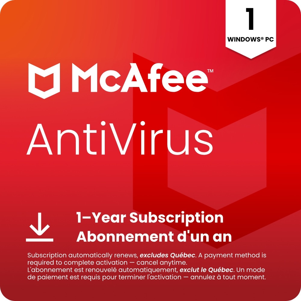 McAfee AntiVirus Internet Security Software for 1 Windows PC - 1-Year Subscription with Auto-Renewal [Digital Download] 1