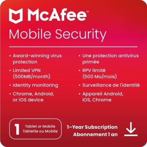 Download McAfee Mobile Security for 1 Device Android or iOS 1Yr Subscription 1